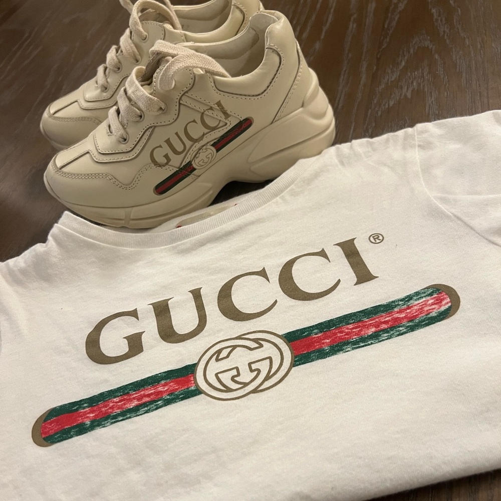 GUCCI SHIRT WITH MATCHING SHOES KIDS AGE 3